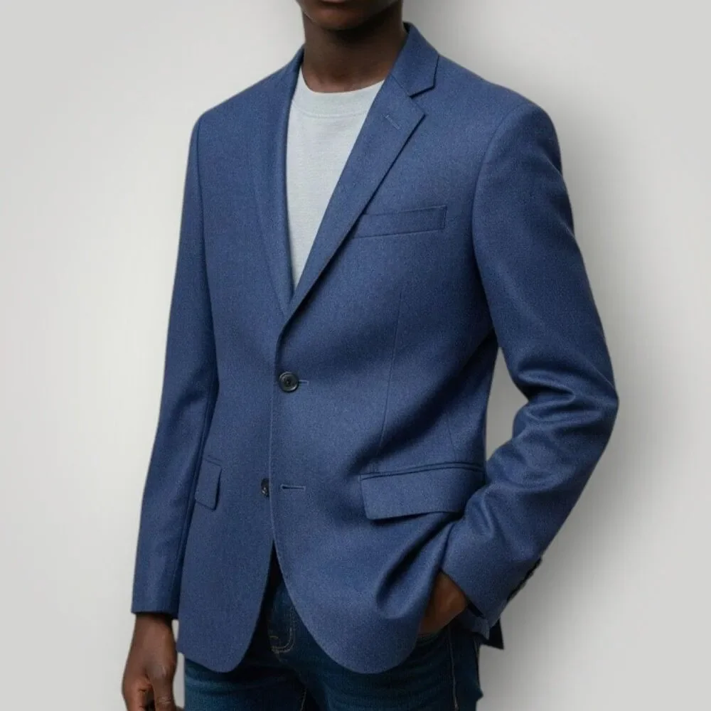 J.CREW Ludlow Navy Blazer Sport Coat 2-Button Suit Jacket 34S Italian FleeceWool